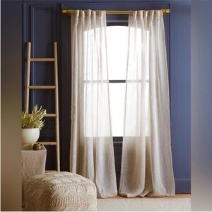 NWT Quince European Linen Sheer Curtain Set of 2 Panels Flax 84” x 48”